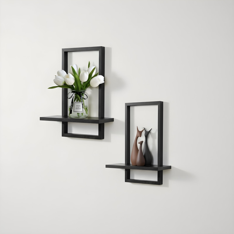 Wall Shelves Set of 2, Black