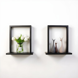 Wall Shelves Set of 2, Black