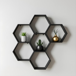 Modern Hexagon Floating Wall Shelf