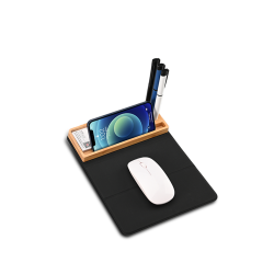 MOUSEPAD ORGANIZER – Foldable RCS PU Mousepad with Bamboo Wireless Charger and Light-Up Feature