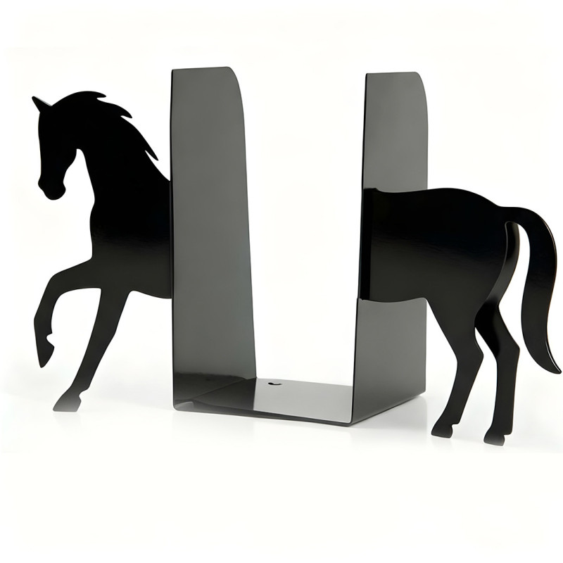 Horse Decorative Bookend Stand – Stylish Black Metal Book Holder for Home & Office
