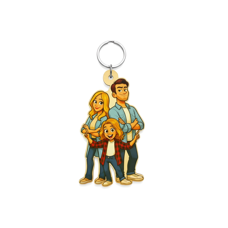 Custom Cartoon Family Keychain