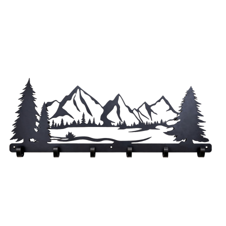 Rustic Mountain Scene Wall Hook Rack