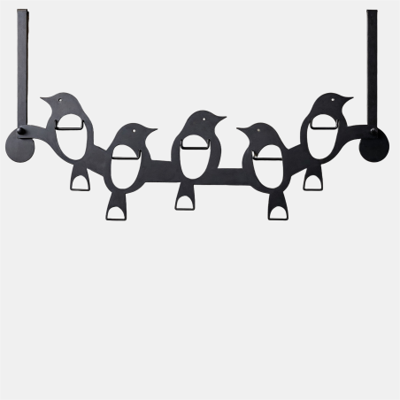 Black Metal Bird Silhouette Wall Hook Rack
