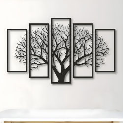 5-Piece Tree Silhouette Wall Art Set – Black Frames