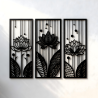 3-Piece Lotus Flower Wall Art – Black Metal Frames