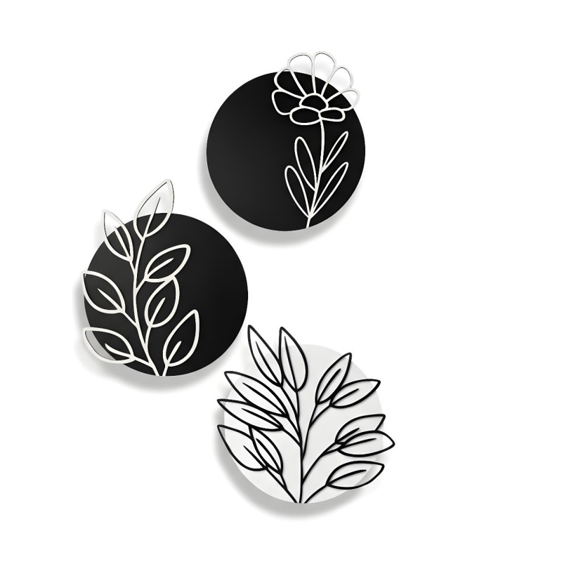 3-Piece Circular Floral Wall Art