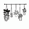 Hanging Planters Silhouette Wall Art