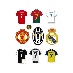 Ronaldo Career Sticker Set – 9-Piece Round Collectible Stickers
