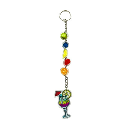 Tropical Fruit Drink Bag Hanging Keychain – Colorful Acrylic Charm Accessory