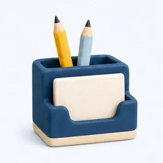 Clay illustration of a desk organiser