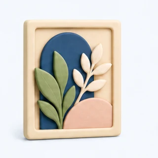 Clay illustration of botanical wall art